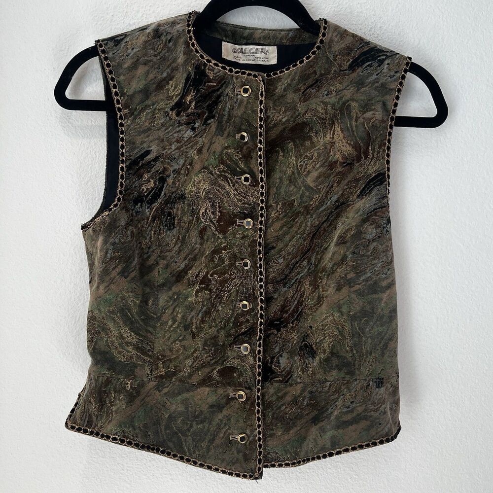 Vtg Jaeger Vest Womens Sz 8 Brown Artsy Wool Academia Preppy Classic Indie